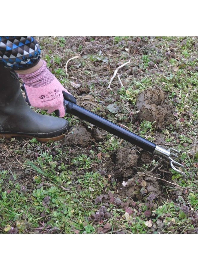 GardenHelper Japanese Rake Cultivator Long Handle 19" Heavy Duty Japanese Steel 4 Claw Wood Handle, Made in JAPAN, Hand Cultivator Tool for Digging, Weeding, Cultivating, Silver - Image 3