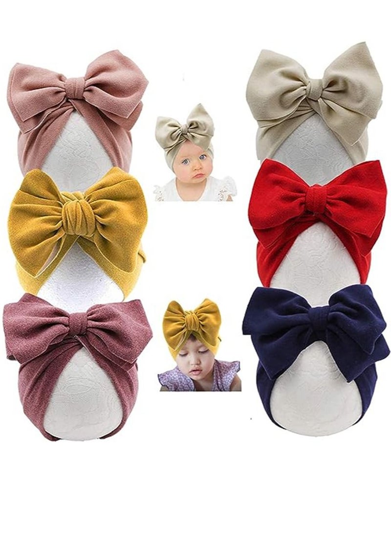 Gonice Baby Turban Newborn Hospital Hat Cotton Toddler Nursery Beanie Headwrap Bohemia Big Hair Bow Knotted Headwrap - Image 1
