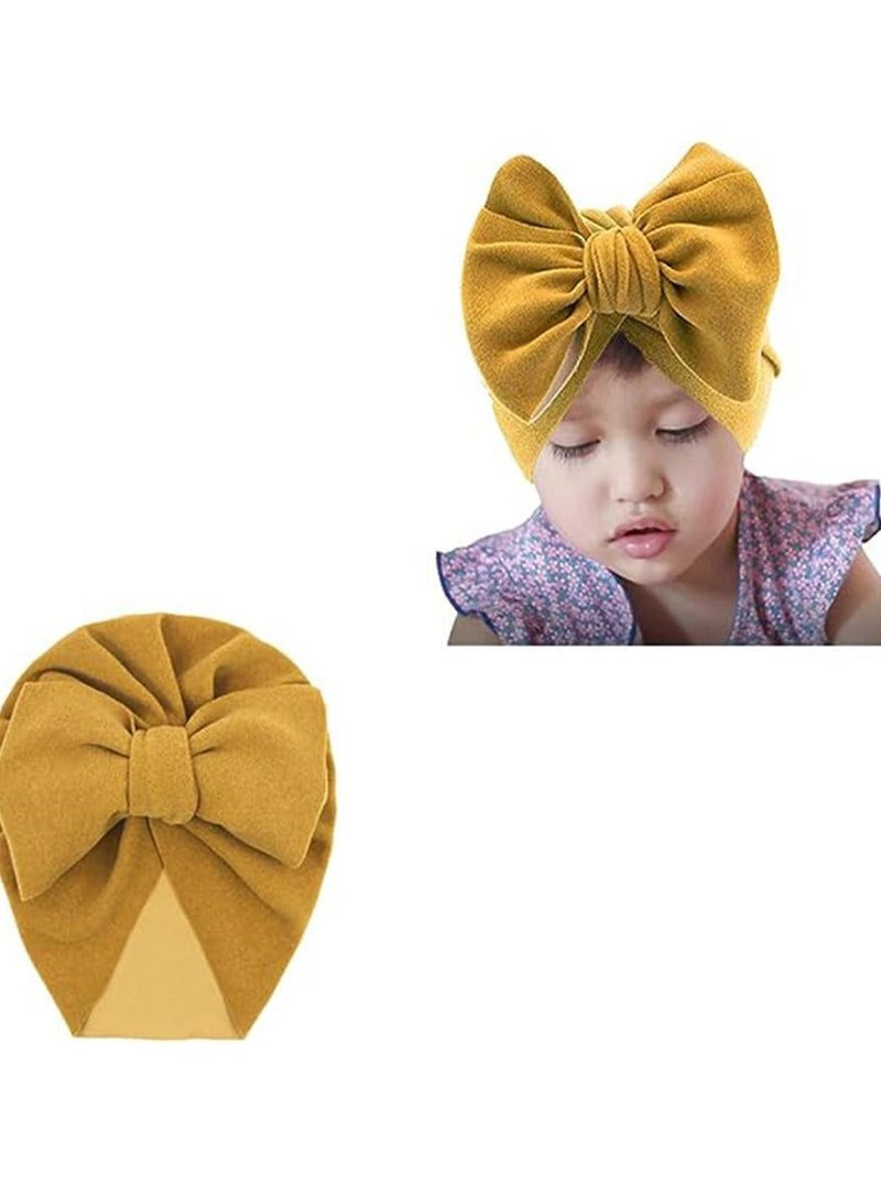 Gonice Baby Turban Newborn Hospital Hat Cotton Toddler Nursery Beanie Headwrap Bohemia Big Hair Bow Knotted Headwrap - Image 4