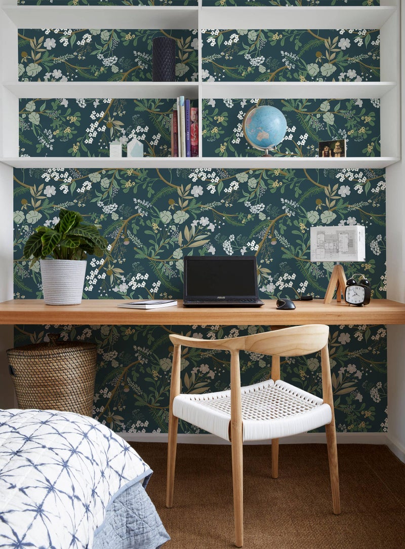 Guvana 197"x16.14" Green Peel and Stick Wallpaper Floral and Leaf Wallpaper Vintage Contact Paper Plants/Leaves/Flower Wall Paper Self Adhesive Removable Wallpaper for Livingroom Accent Room Decor - Image 5