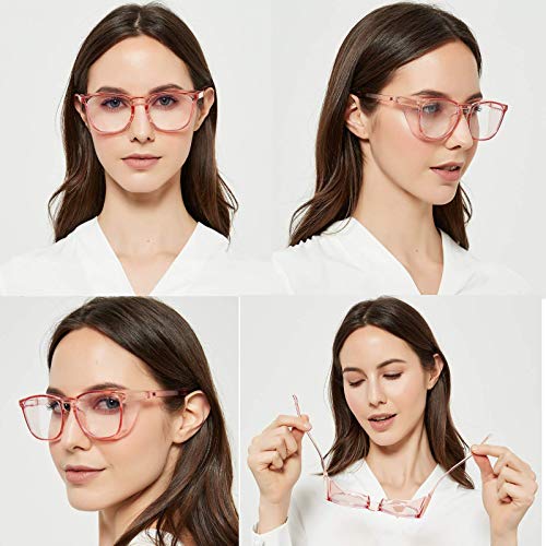 Mincl Protective Eyewear Safety Goggles Clear Anti-fog/Anti-Scratch Safety Glasses Men Glasses, Transparent Frame (pink) - Image 5