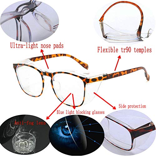 Mincl Protective Eyewear Safety Goggles Clear Anti-fog/Anti-Scratch Safety Glasses Men Glasses, Transparent Frame (pink) - Image 3