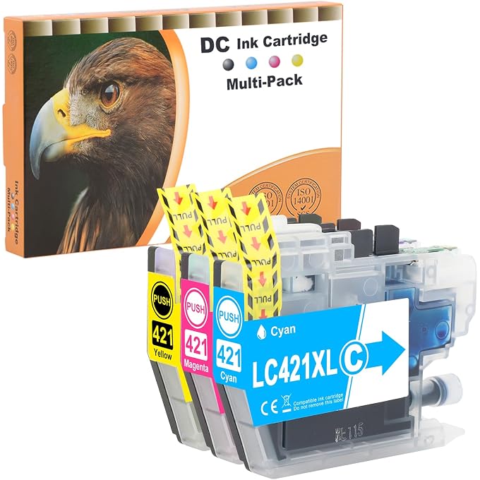 D&C LC421XL Printer Cartridges Compatible with LC421 XL Multipack for DCP-J1050DW Cartridges MFC-J1010DW DCP-J1140DW Cartridges (Cyan, Magenta, Yellow, Pack of 3)