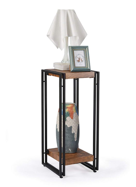 INDIAN DECOR 45937 Tall Side End Table for Small Spaces Narrow Night Stand Engineered Wood Rustic Brown