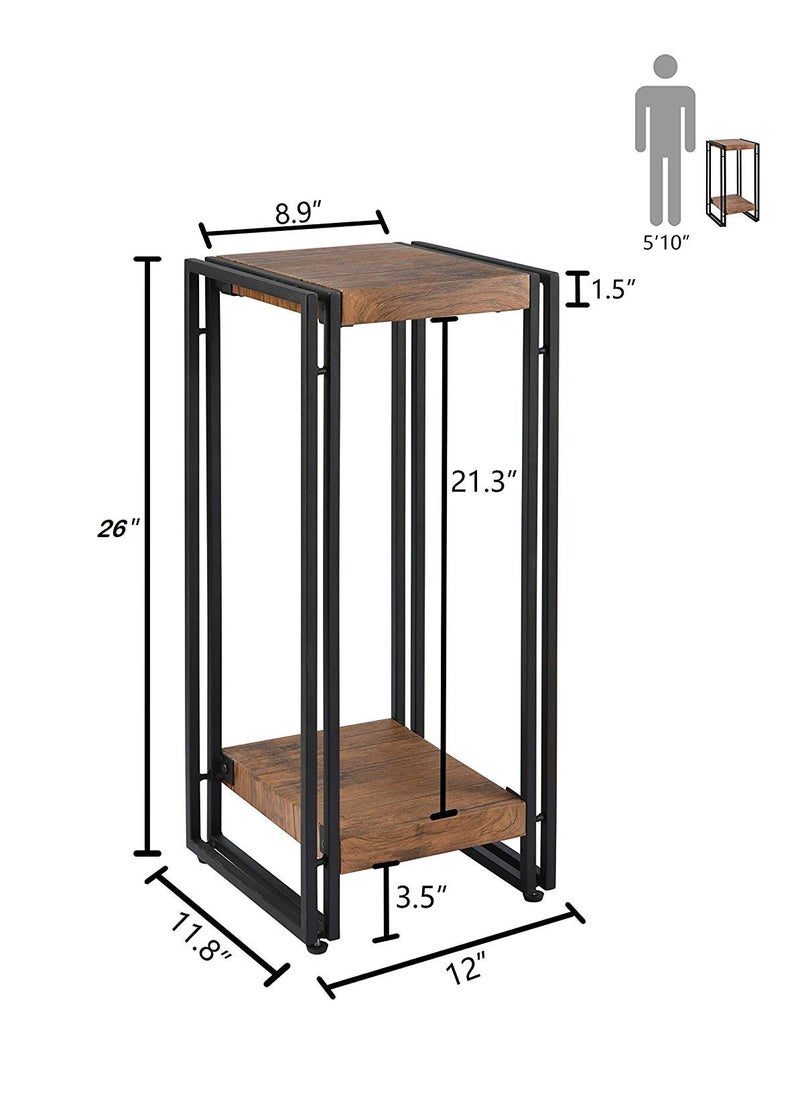 INDIAN DECOR 45937 Tall Side End Table for Small Spaces Narrow Night Stand Engineered Wood Rustic Brown