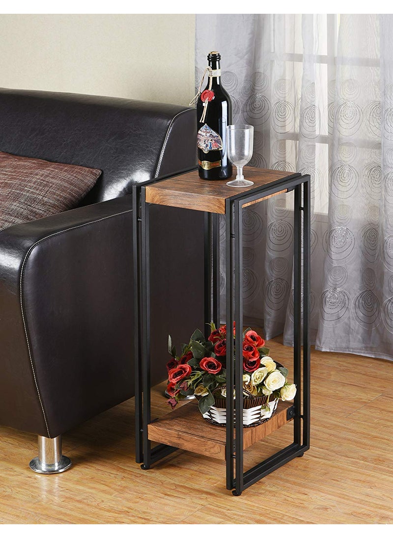 INDIAN DECOR 45937 Tall Side End Table for Small Spaces Narrow Night Stand Engineered Wood Rustic Brown