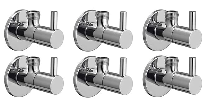 SI Brass Angle Valve Set of 1 Laysan Turbo Brass Angle Cocke Valve Chrome Finish Stainless Steel Valves for Bathroom Wash Basin Geyser - Image 5