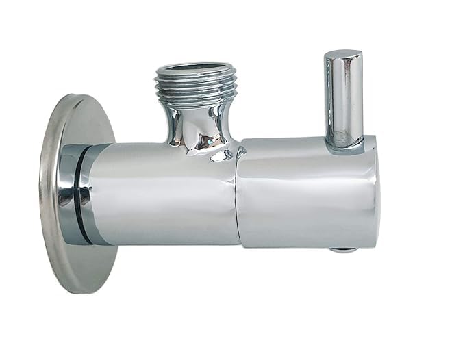 SI Brass Angle Valve Set of 1 Laysan Turbo Brass Angle Cocke Valve Chrome Finish Stainless Steel Valves for Bathroom Wash Basin Geyser - Image 2