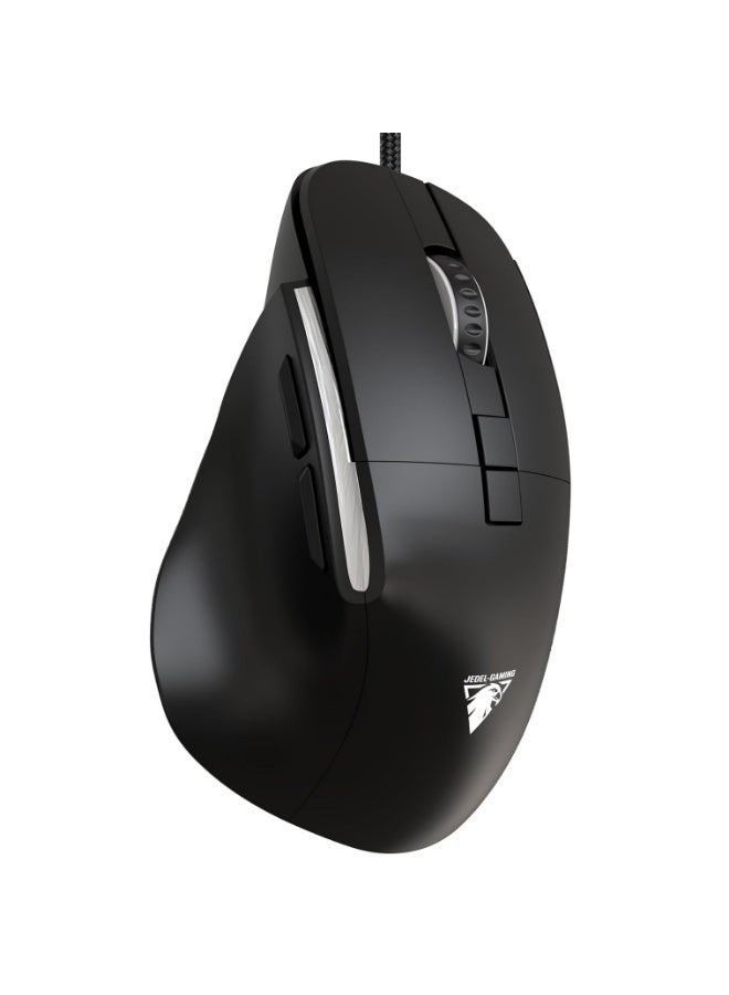 JeDEL CP102 Mouse Silent clicks USB Wired Ergonomic Ultra Comfortable Design mic – Optical Sensor 3600 DPI – 7 Buttons - USB Braided cable | Black - Image 2
