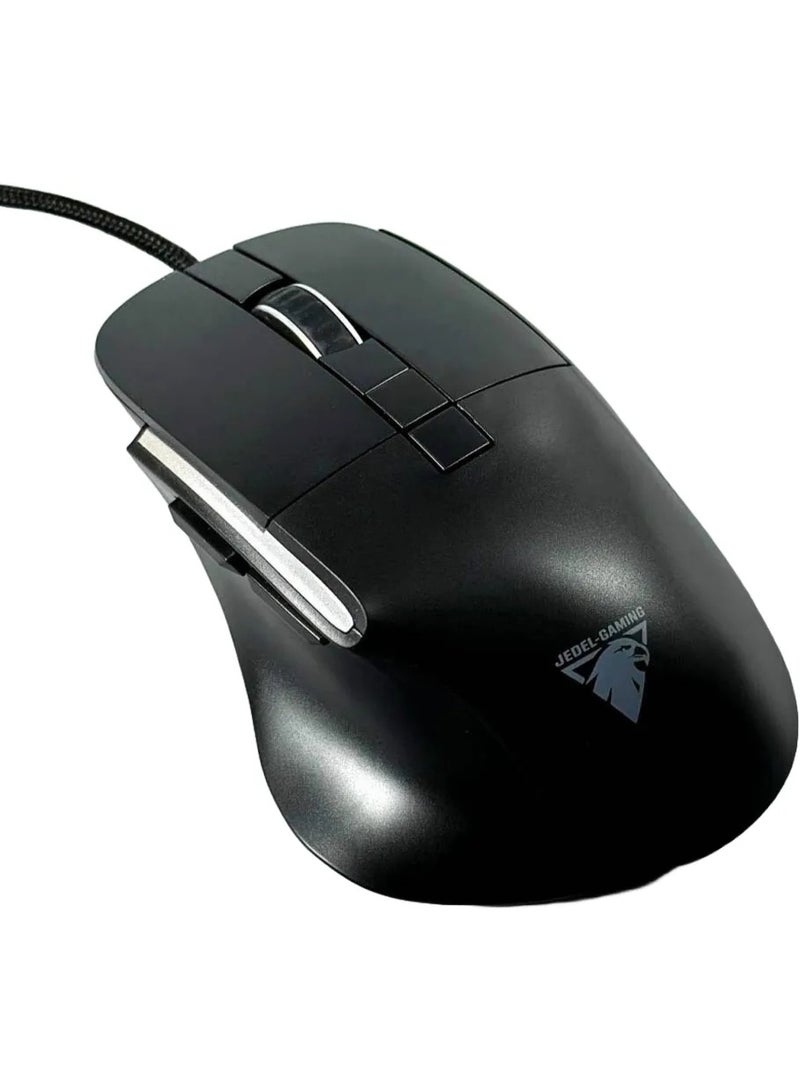 JeDEL CP102 Mouse Silent clicks USB Wired Ergonomic Ultra Comfortable Design mic – Optical Sensor 3600 DPI – 7 Buttons - USB Braided cable | Black - Image 3