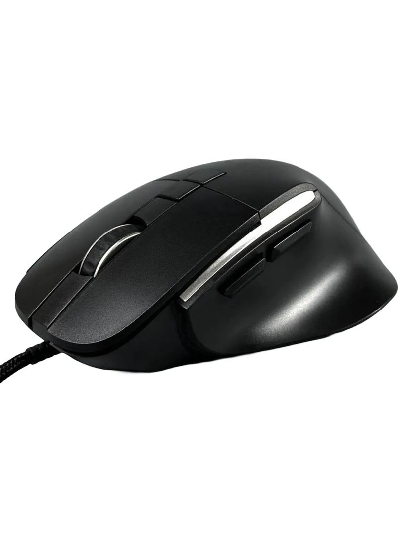 JeDEL CP102 Mouse Silent clicks USB Wired Ergonomic Ultra Comfortable Design mic – Optical Sensor 3600 DPI – 7 Buttons - USB Braided cable | Black - Image 5