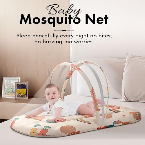 StarAndDaisy 3 in 1 Baby Mosquito net for Sleeping - Newborn, Infant Mosquito net for Baby/Soft and Comfortable Bed for 0-12 Months/Washable Cotton Design -Rainbow Print - Image 2