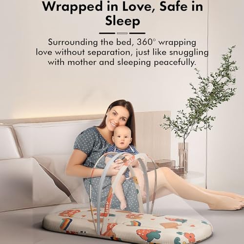 StarAndDaisy 3 in 1 Baby Mosquito net for Sleeping - Newborn, Infant Mosquito net for Baby/Soft and Comfortable Bed for 0-12 Months/Washable Cotton Design -Rainbow Print - Image 3