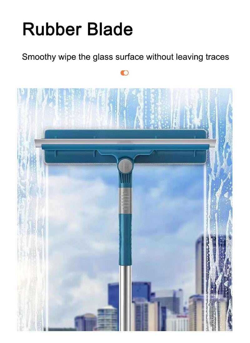 FASHION HOME High Window Cleaner Tool 2 in 1 Rotatable Cleaning Squeegee Equipment Kit Bendable Head for Home Car Glass 2pcs Replacement Cloth  - Image 4