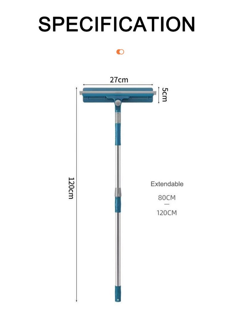 FASHION HOME High Window Cleaner Tool 2 in 1 Rotatable Cleaning Squeegee Equipment Kit Bendable Head for Home Car Glass 2pcs Replacement Cloth  - Image 5