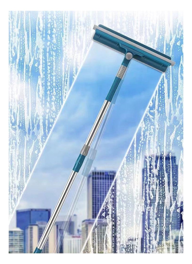 FASHION HOME High Window Cleaner Tool 2 in 1 Rotatable Cleaning Squeegee Equipment Kit Bendable Head for Home Car Glass 2pcs Replacement Cloth  - Image 1
