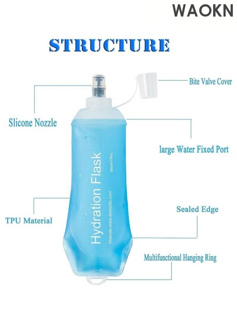 WAOKN Soft Flask TPU Foldable Running Hydration Flask Soft Collapsible Water Bottle for Hydration Pack Cycling Marathon Running Hiking - Image 4