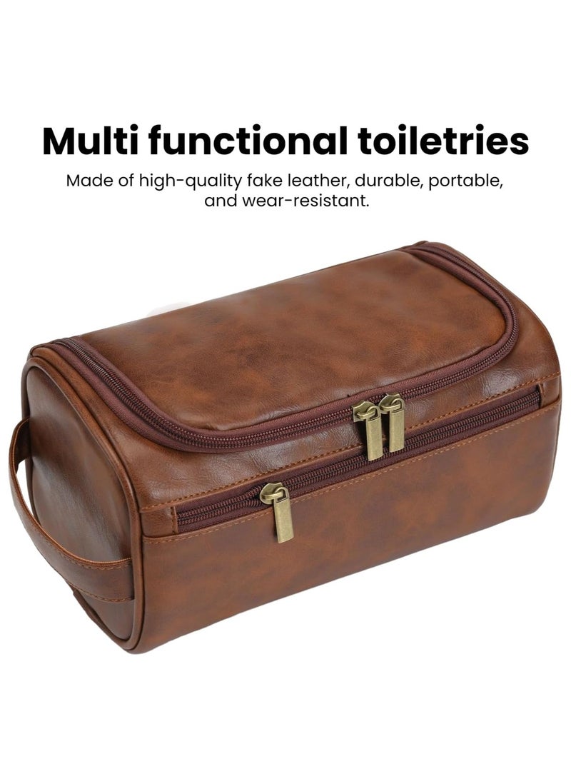 عام حقيبة تنظيم مستحضرات التجميل المحمولة مع مقابض معززة وسعة كبيرة، حقيبة حمام محمولة بمقبض جانبي وإغلاق بسحاب مقاوم للماء بلون صلب. - Image 3