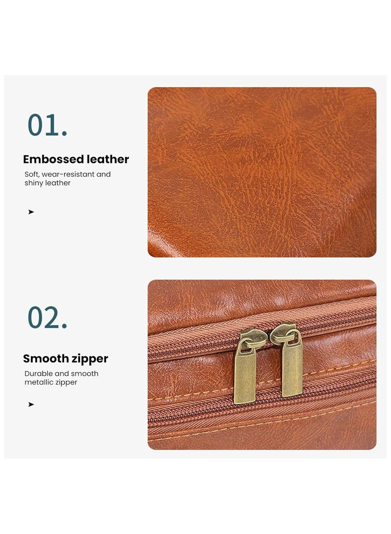 عام حقيبة تنظيم مستحضرات التجميل المحمولة مع مقابض معززة وسعة كبيرة، حقيبة حمام محمولة بمقبض جانبي وإغلاق بسحاب مقاوم للماء بلون صلب. - Image 5