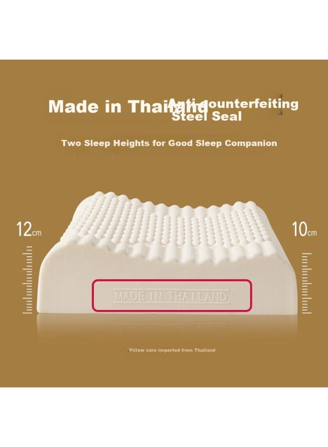 GOLDEN TREE Golden Oak Latex Pillow Thai Original Imported Natural Latex Cervical Pillow Rubber Sleep Pillow Egyptian Cotton Cover Massage Pillow - Image 2