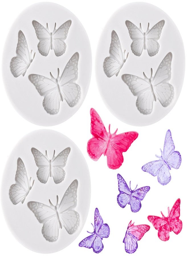 STSTR 3pcs Food-Grade Butterfly Silicone Molds, Reusable Mini Butterfly Chocolate Mold, Cute Mini Fondant Molds for Cake Decoration, Crafts Making, DIY - Gray - Image 1