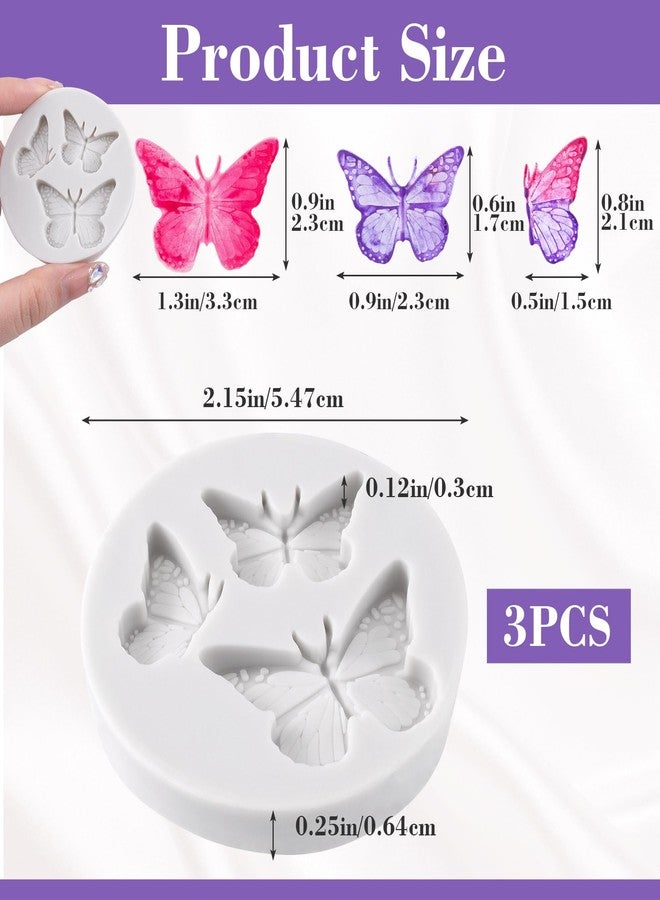 STSTR 3pcs Food-Grade Butterfly Silicone Molds, Reusable Mini Butterfly Chocolate Mold, Cute Mini Fondant Molds for Cake Decoration, Crafts Making, DIY - Gray - Image 2