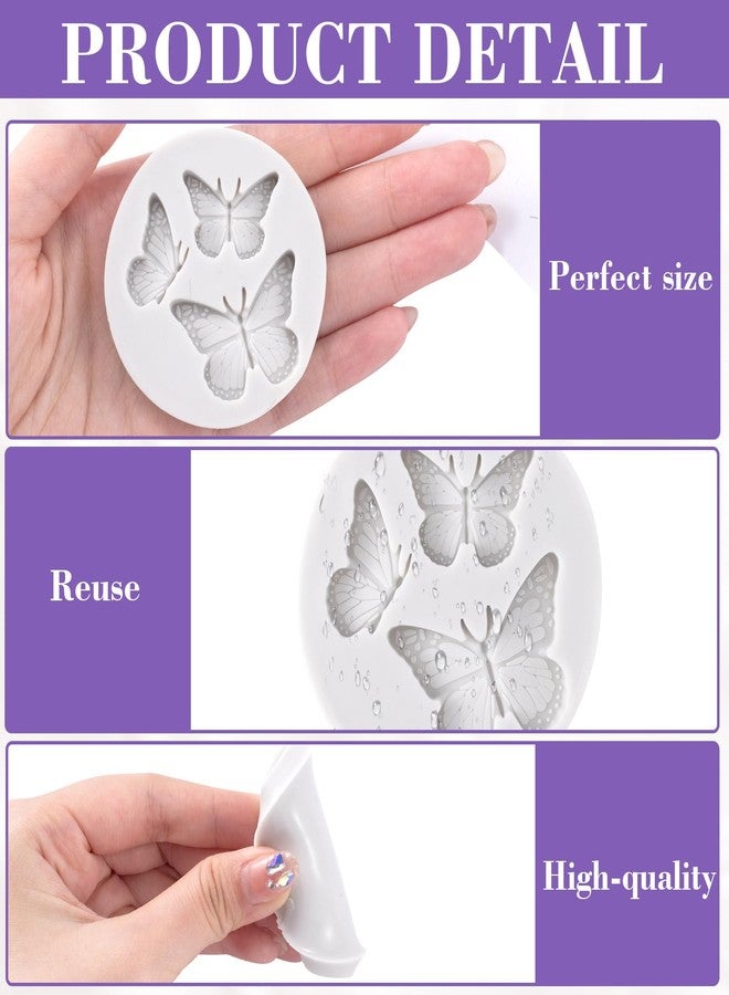 STSTR 3pcs Food-Grade Butterfly Silicone Molds, Reusable Mini Butterfly Chocolate Mold, Cute Mini Fondant Molds for Cake Decoration, Crafts Making, DIY - Gray - Image 3