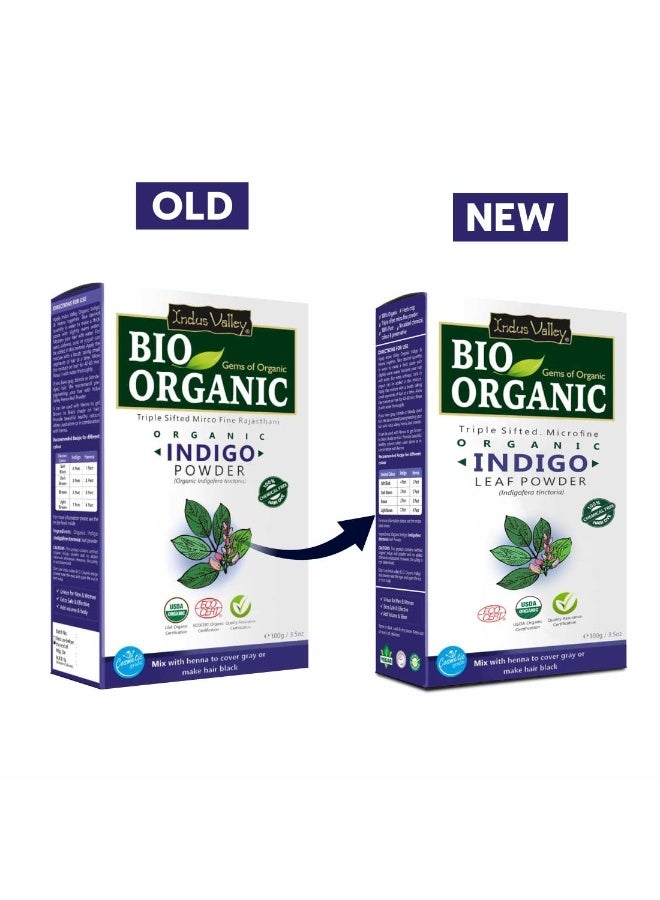 Indus Valley Bio Organic 100% Herbal Indigo Powder for Natural Hair Coloring, Organic Indigo Powder Protects hair from Damage - 100 gm, Pack of - 2 - Image 2