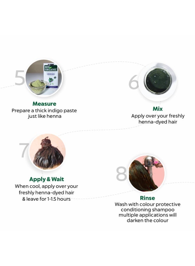 Indus Valley Bio Organic 100% Herbal Indigo Powder for Natural Hair Coloring, Organic Indigo Powder Protects hair from Damage - 100 gm, Pack of - 2 - Image 5