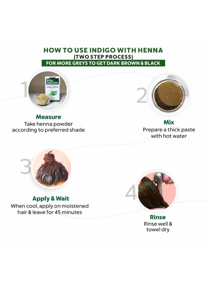Indus Valley Bio Organic 100% Herbal Indigo Powder for Natural Hair Coloring, Organic Indigo Powder Protects hair from Damage - 100 gm, Pack of - 2 - Image 3