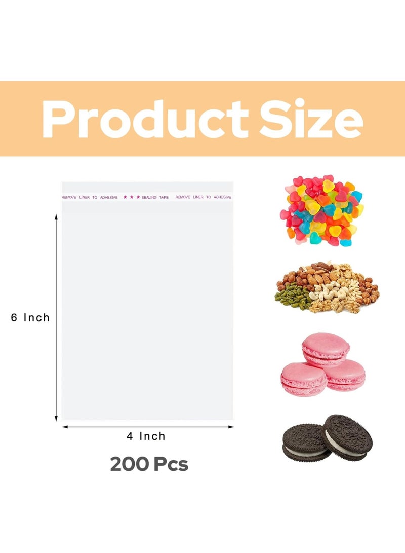 200 Pcs Clear Self-Sealing Resealable Cellophane Bags, 4x6 Inches, for Cookies, Candy, and Products - Image 3