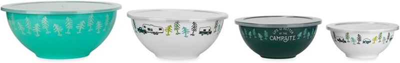 Camco Camco Life is Better at The Campsite Nesting Bowl Set with Lids  Great for OnTheGo Lifestyles  Features 4 Durable Melamine Bowls with 4 Plastic Lids 53451 - Image 3
