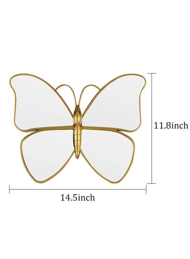 Wartter Decorative Butterfly Wall Mirror with Gold Plastic Frame (14.4x11.4inch) - Image 2