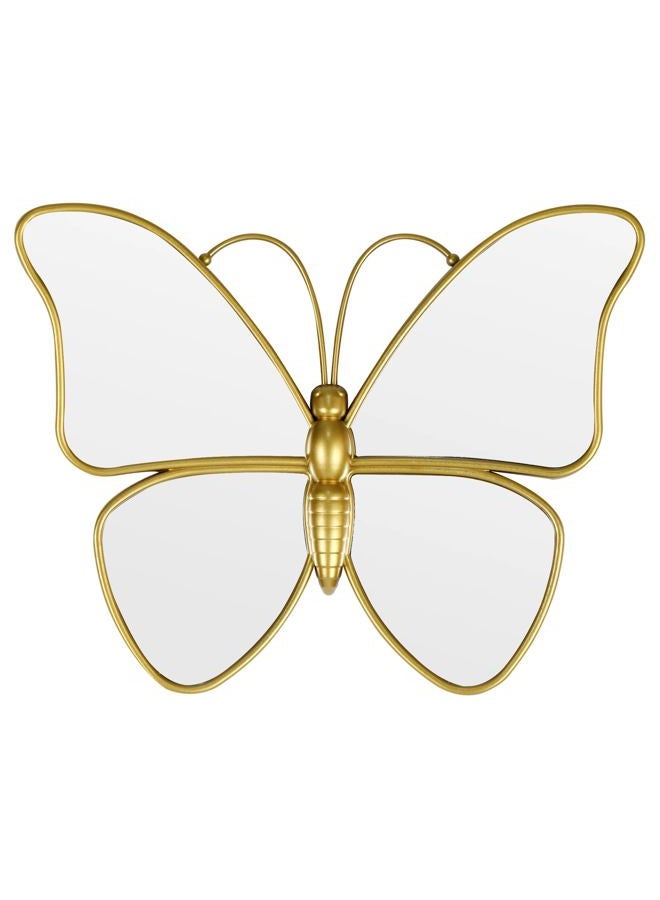 Wartter Decorative Butterfly Wall Mirror with Gold Plastic Frame (14.4x11.4inch) - Image 1