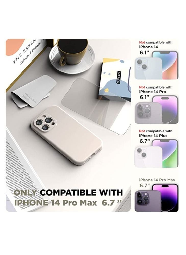 general iPhone 14 Pro Max Case with Screen Protector, (with Camera Protection + Soft Microfiber Lining) Liquid Silicone Phone Case, Stone - Image 2