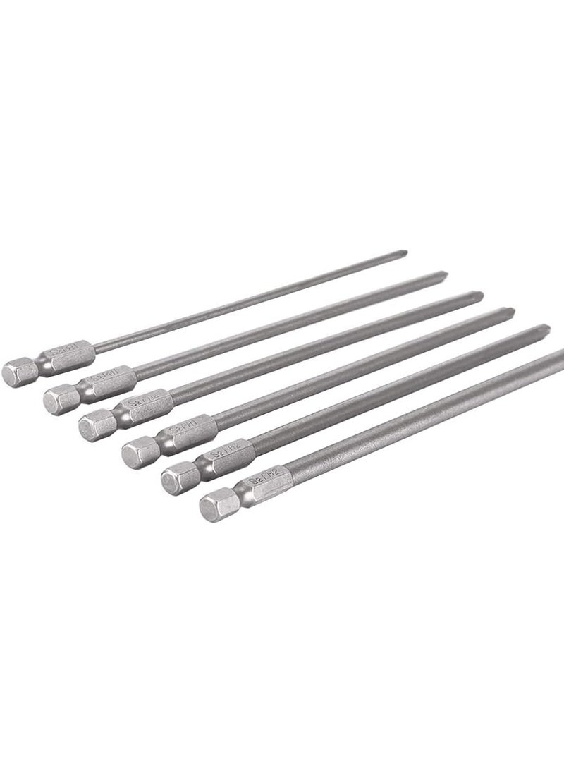 Eyech 6Pcs Long Phillips Screwdriver Bits Set  150mm Magnetic NoSlip Phillips Bits 14 Hex Shank S2 Steel Cross Head Screwdriver Bit Set PH1 PH2  - Image 4