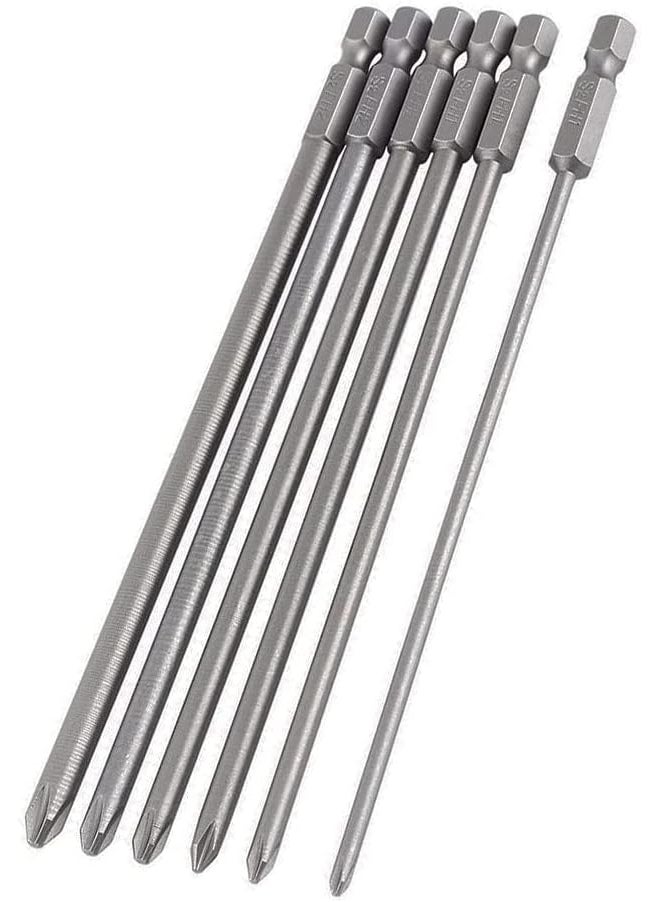 Eyech 6Pcs Long Phillips Screwdriver Bits Set  150mm Magnetic NoSlip Phillips Bits 14 Hex Shank S2 Steel Cross Head Screwdriver Bit Set PH1 PH2  - Image 1