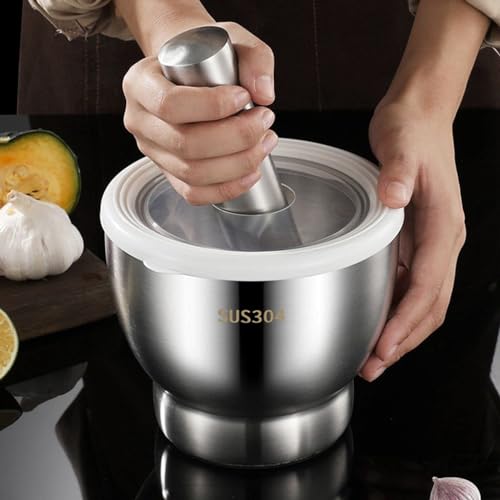 Olpad Premium Stainless Steel Mortar and Pestle Set with Lid, Food-Grade SUS304 Rust-Proof Spice Grinder for Kitchen, Herbs, Garlic & Pesto, Durable, Modern Design, Ideal for Herbs, Garlic & Pesto - Image 1