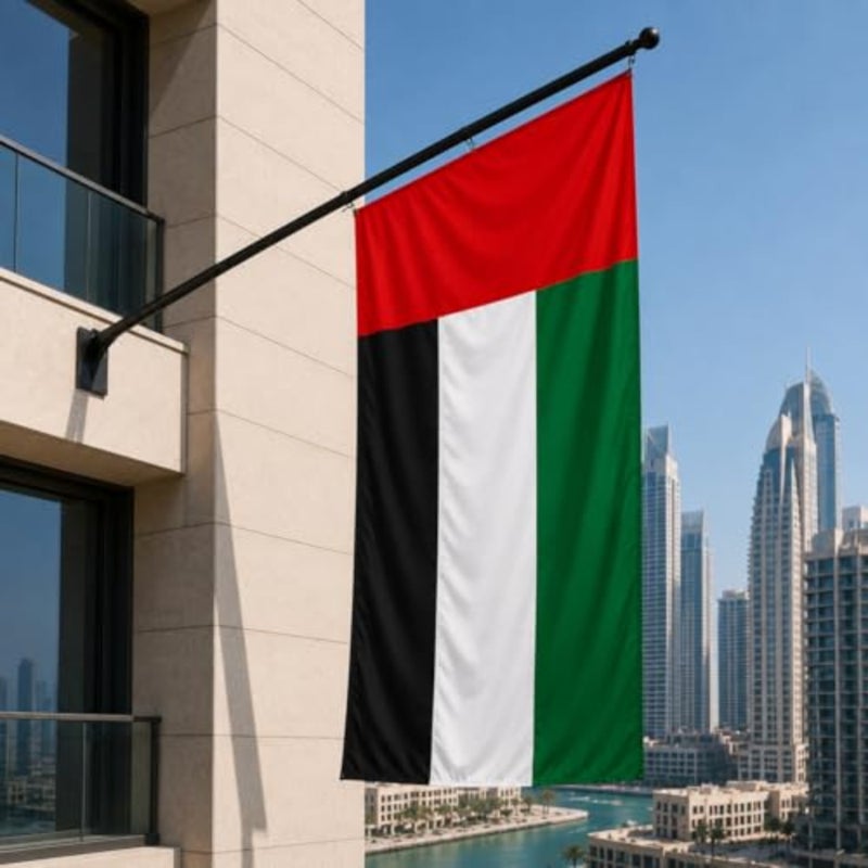 UAE Flag Large 100D Fabric United Arab Emirates Wall Flag with 2 Metal Grommets Double-Sided Fade Resistant National Day UAE Flag for Outdoor Indoor Building Display 1 x 2 Meter - Image 1