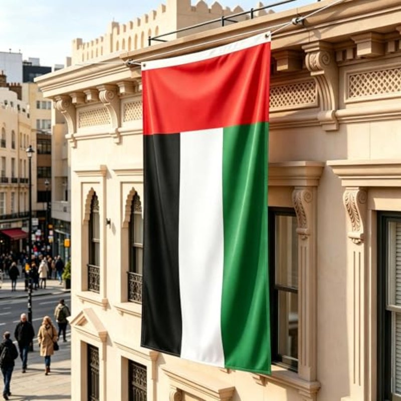 UAE Flag Large 100D Fabric United Arab Emirates Wall Flag with 2 Metal Grommets Double-Sided Fade Resistant National Day UAE Flag for Outdoor Indoor Building Display 1 x 2 Meter - Image 5