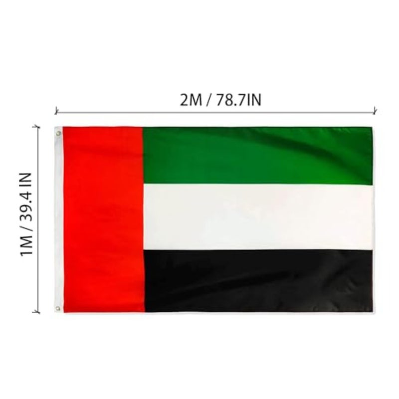 UAE Flag Large 100D Fabric United Arab Emirates Wall Flag with 2 Metal Grommets Double-Sided Fade Resistant National Day UAE Flag for Outdoor Indoor Building Display 1 x 2 Meter - Image 4