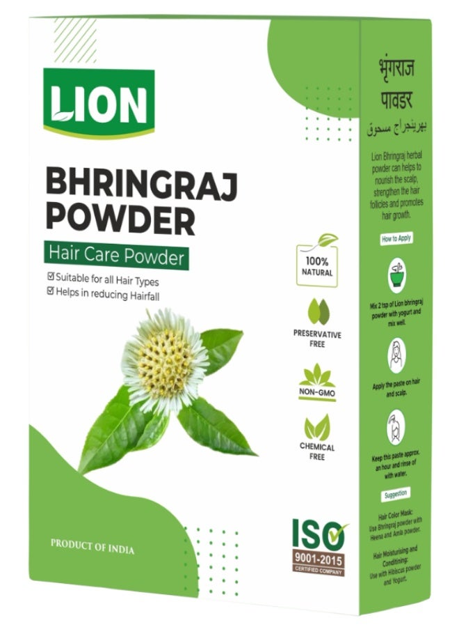 Lion Bhringraj Powder 80g – 100% Natural Herbal Hair & Scalp Care Powder for Hair Strength, Nourishment & Healthy-Looking Hair - Image 1