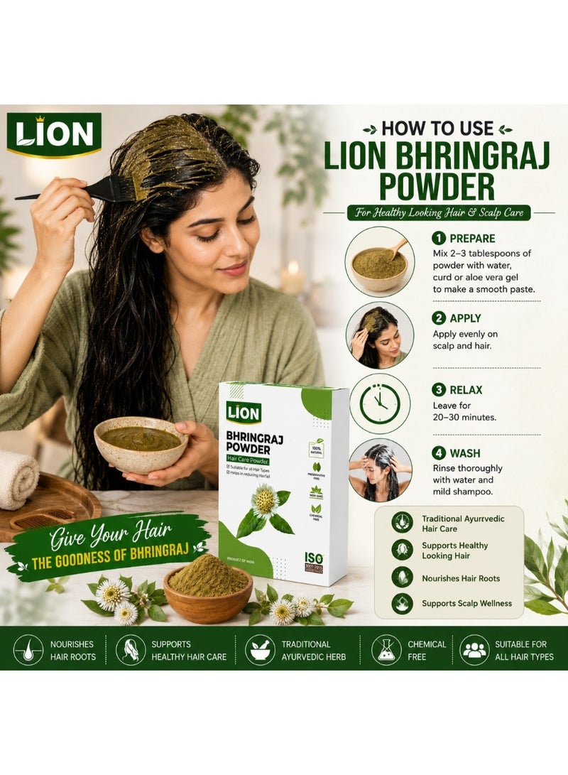 Lion Bhringraj Powder 80g – 100% Natural Herbal Hair & Scalp Care Powder for Hair Strength, Nourishment & Healthy-Looking Hair - Image 5