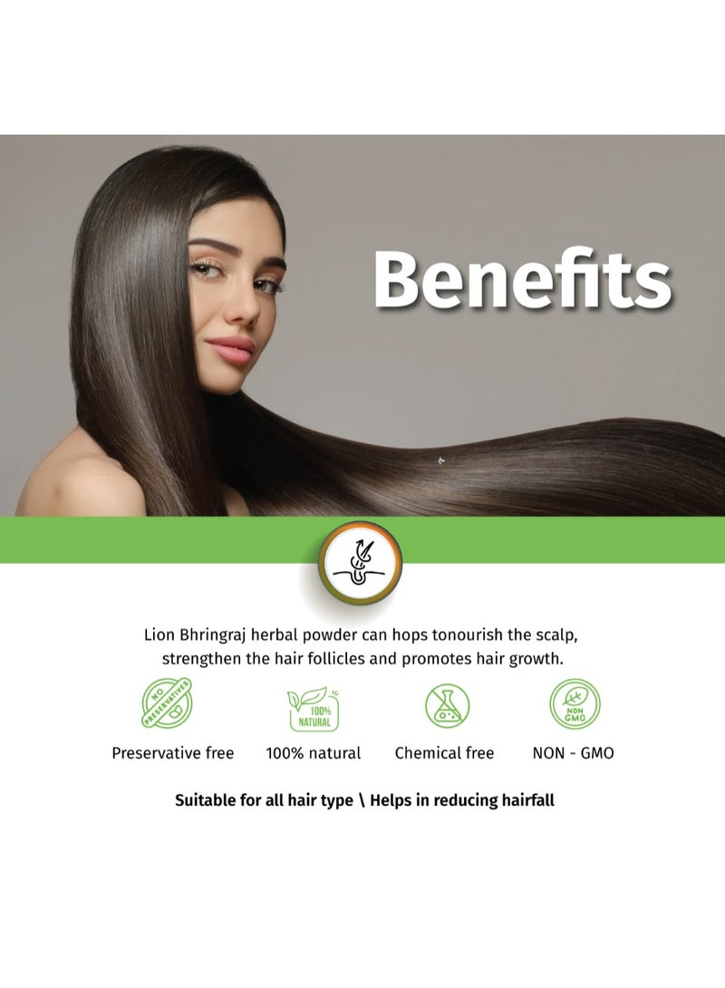Lion Bhringraj Powder 80g – 100% Natural Herbal Hair & Scalp Care Powder for Hair Strength, Nourishment & Healthy-Looking Hair - Image 3