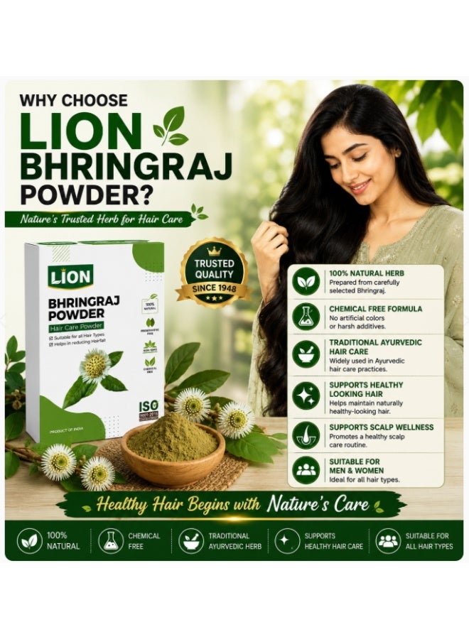 Lion Bhringraj Powder 80g – 100% Natural Herbal Hair & Scalp Care Powder for Hair Strength, Nourishment & Healthy-Looking Hair - Image 4