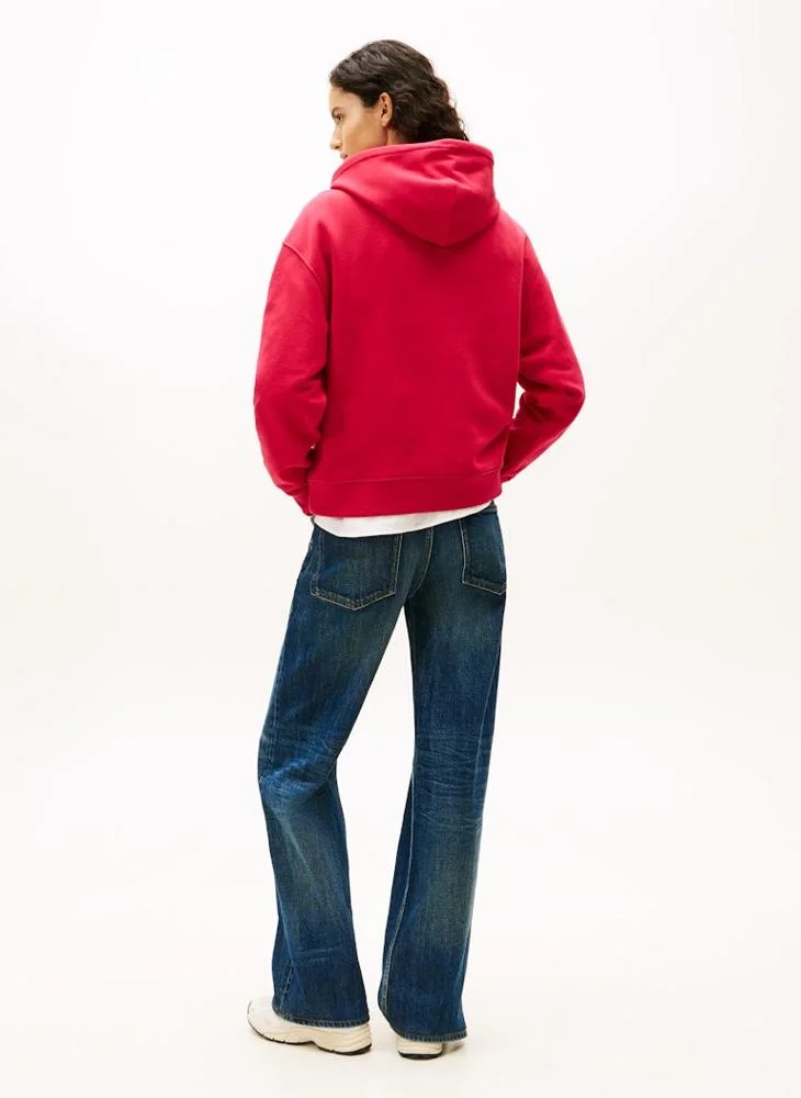 تومي جينز هودي مزين بشعار الماركة