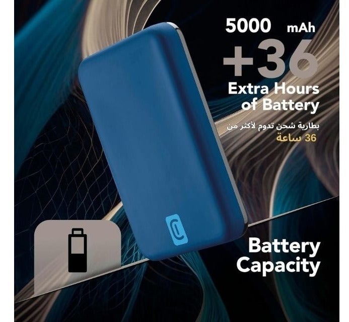 Cellularline Wireless power bank MAG 5000, 5000 mAh, Wireless charging, Blue - Image 3