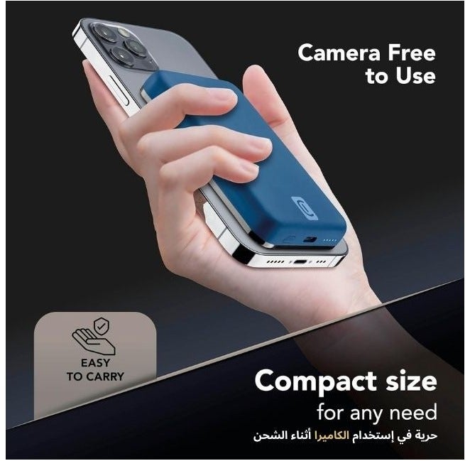 Cellularline Wireless power bank MAG 5000, 5000 mAh, Wireless charging, Blue - Image 5