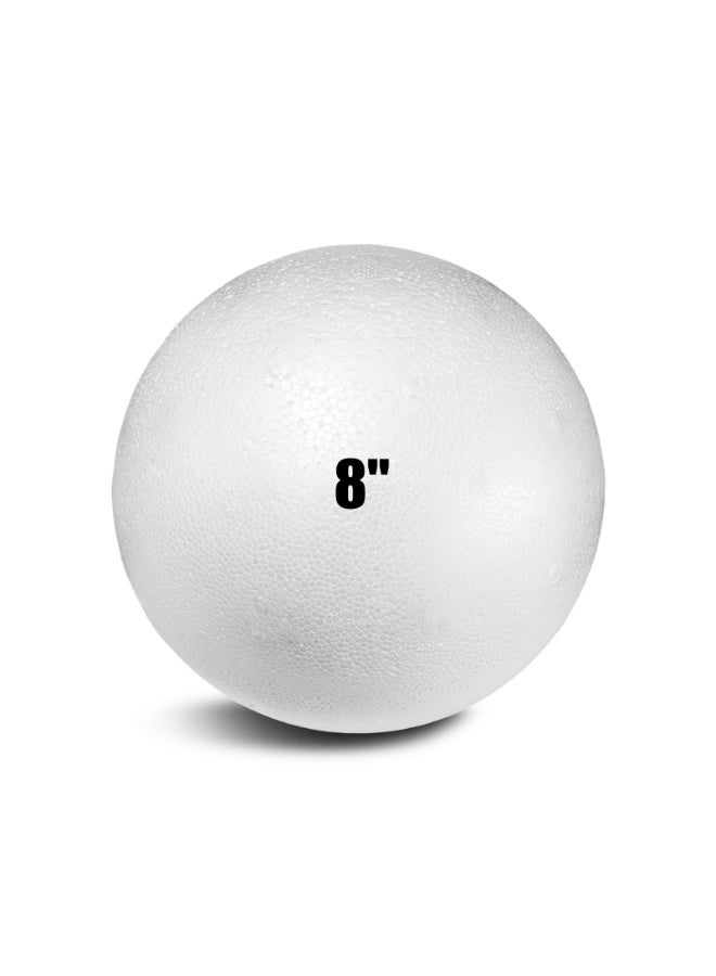 CRAFT MAGIC 8 Inch Large White Styrofoam Ball – 1 Piece Smooth Solid Foam Sphere for DIY Crafts, School Projects & Home Decorations - Image 1