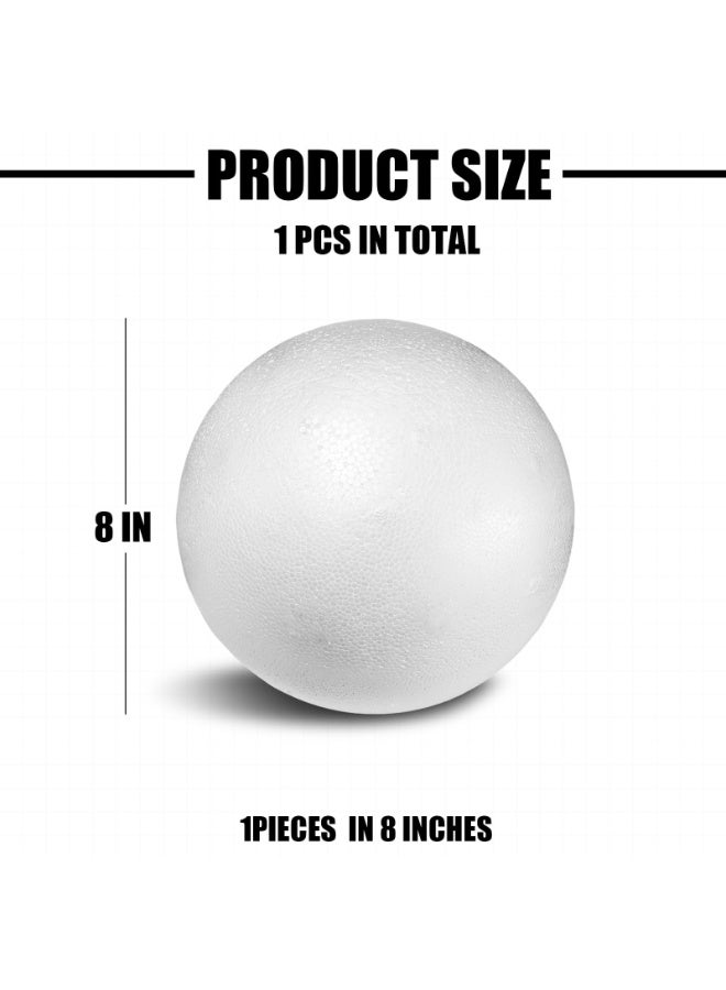 CRAFT MAGIC 8 Inch Large White Styrofoam Ball – 1 Piece Smooth Solid Foam Sphere for DIY Crafts, School Projects & Home Decorations - Image 2